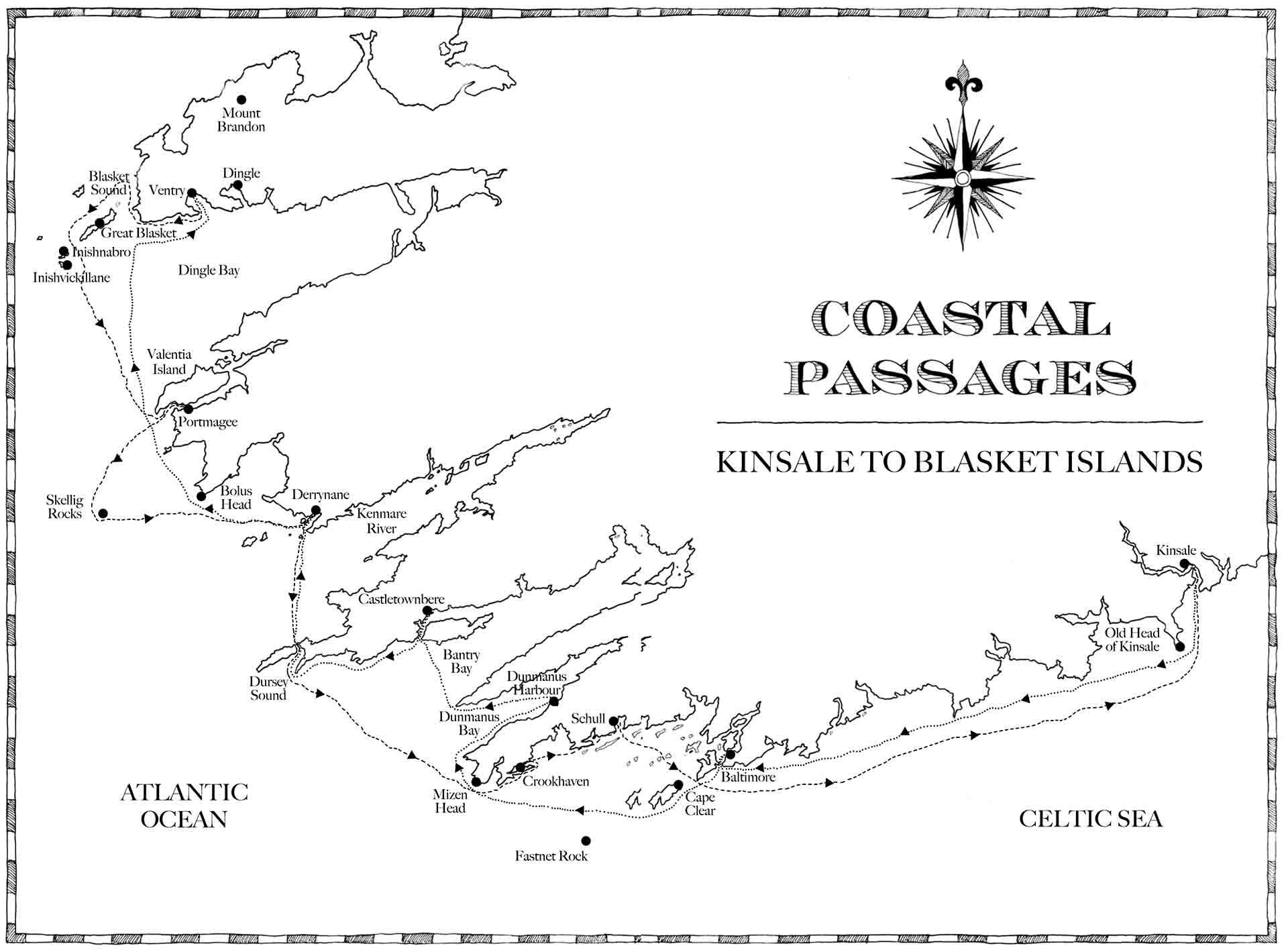 The Map Of Spindrift's Journey Around The Irish Coast