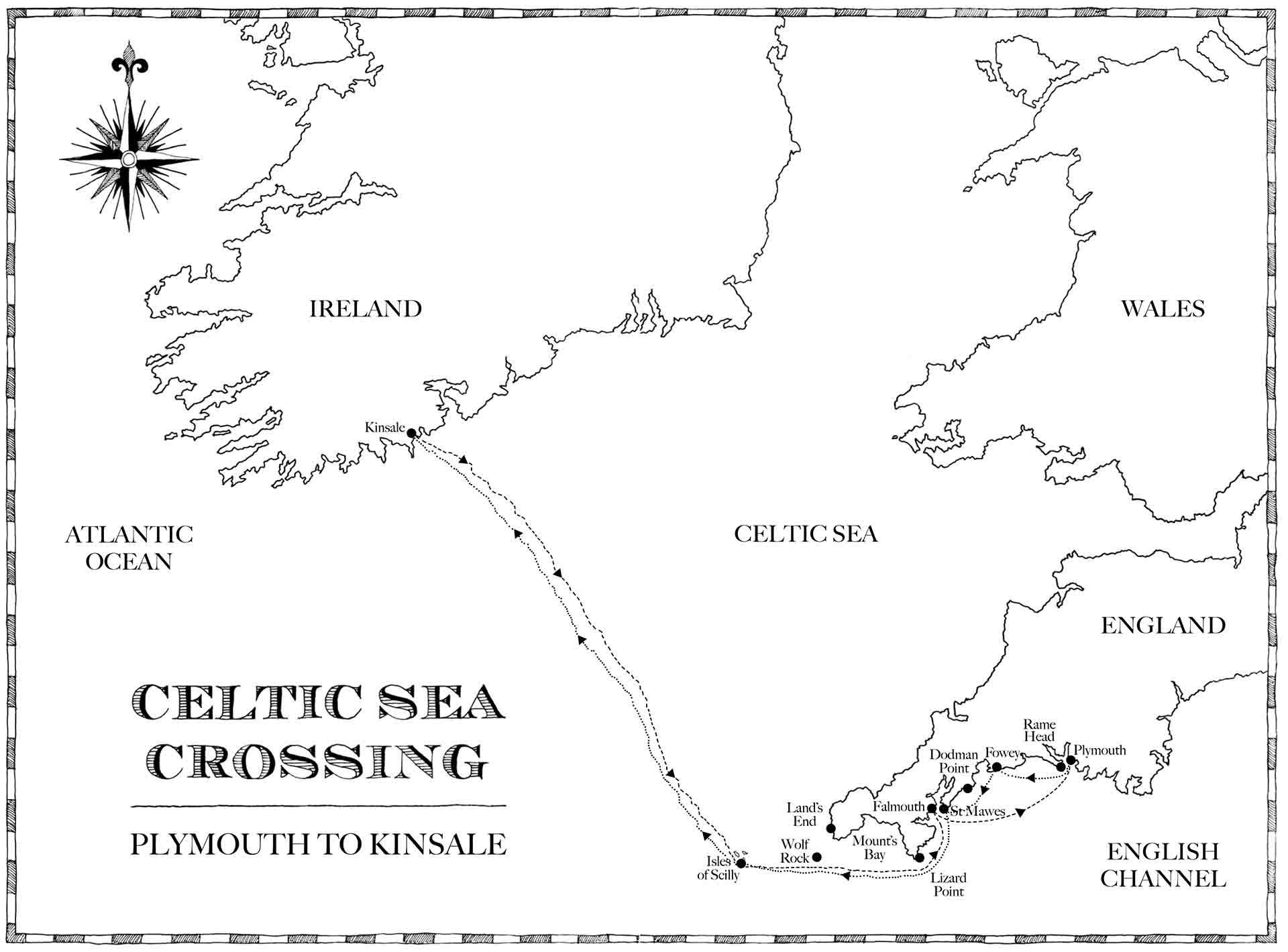 The Map Of Spindrift's Journey Across The Celtic Sea